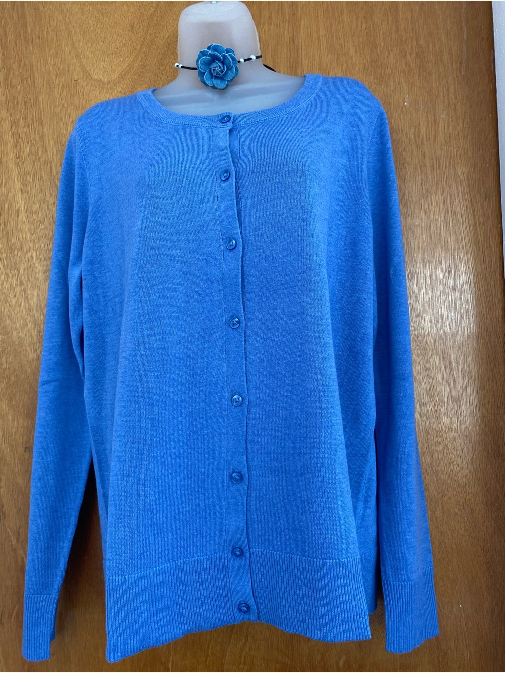 Amazon Essentials Soft Blue Button-Front Cardigan - Picture 3 of 6